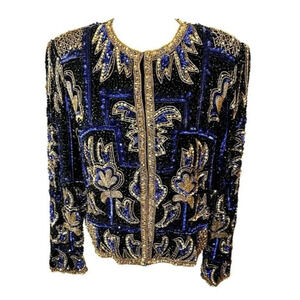L‎ Vintage 80s Brilliante By J.A. Bedazzled Sequined Beaded Statement Fun Jacket